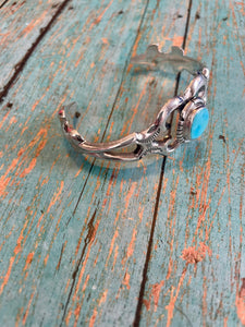 Turquoise & Sterling Silver Navajo Cuff By F.L Begay