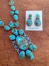 Load image into Gallery viewer, Kingman Web Turquoise Necklace set By Paul Livingston Signed
