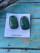 Load image into Gallery viewer, Navajo Sterling Silver &amp; Turquoise Post Earrings Signed P Skeets