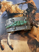 Load image into Gallery viewer, Navajo Turquoise &amp; Sterling Silver Statement Lizard Cuff Bracelet