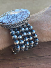 Load image into Gallery viewer, Sterling Silver &amp; Wild Horse  Navajo Pearl Bracelet Signed