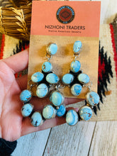 Load image into Gallery viewer, Navajo Golden Hills Turquoise &amp; Sterling Silver Cluster Dangle Earrings