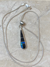 Load image into Gallery viewer, Navajo Onyx, Blue Opal Sterling Silver Pendant