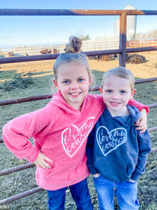 Kids Hoodie - I Love My Cows (Heather Pink)