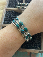 Load image into Gallery viewer, Navajo Sterling Cuff &amp; Turquoise 5 Stone Cuff Bracelet Signed