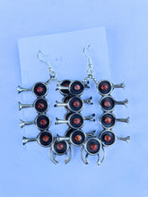 Load image into Gallery viewer, Navajo Orange Spiny and Sterling Silver Blossom Dangle Earrings