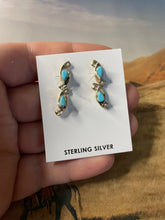 Load image into Gallery viewer, Navajo Turquoise &amp; Sterling Silver Post Dangle Earrings
