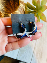 Load image into Gallery viewer, Navajo Handmade Beaded Hoop Earrings- purple