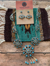 Load image into Gallery viewer, Zuni Sterling Silver &amp; Turquoise Petit Point Necklace &amp; Earring Set Signed