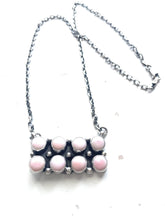 Load image into Gallery viewer, Navajo Queen Pink Conch Shell And Sterling Silver Bar Necklace Signed J Begay