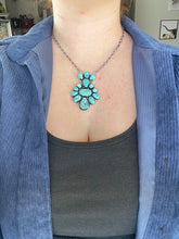 Load image into Gallery viewer, Navajo Cariro Blue &amp; Sterling Silver Cluster Necklace Signed &amp; Stamped