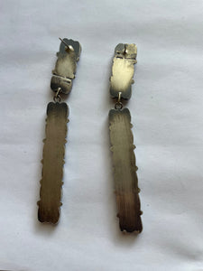 Navajo Jacqueline Silver White Buffalo & Sterling Silver Dangle Earrings Signed