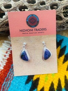 Navajo Charoite & Sterling Silver Dangle Earrings Signed