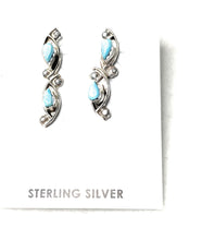 Load image into Gallery viewer, Navajo Turquoise &amp; Sterling Silver Post Dangle Earrings