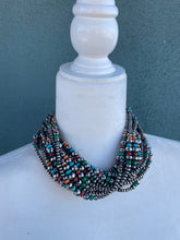 Load image into Gallery viewer, Navajo Sterling Silver &amp; Multi Stone Beaded Necklace 18”