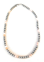 Load image into Gallery viewer, Navajo Sterling Silver Pearl &amp; Pink Opal Beaded Necklace 18 inch