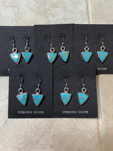 Turquoise 8 & Sterling Silver light blue Petite Triangle Dangle Earrings
