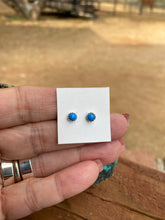 Load image into Gallery viewer, Zuni Sterling Silver Mini Denim Lapis Stud Earrings