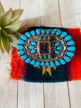 Load image into Gallery viewer, Old Pawn Vintage Navajo Turquoise &amp; Sterling Silver Cluster Watch Cuff
