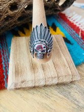 Load image into Gallery viewer, Handmade Sterling Silver Skull Ring Size 9.75