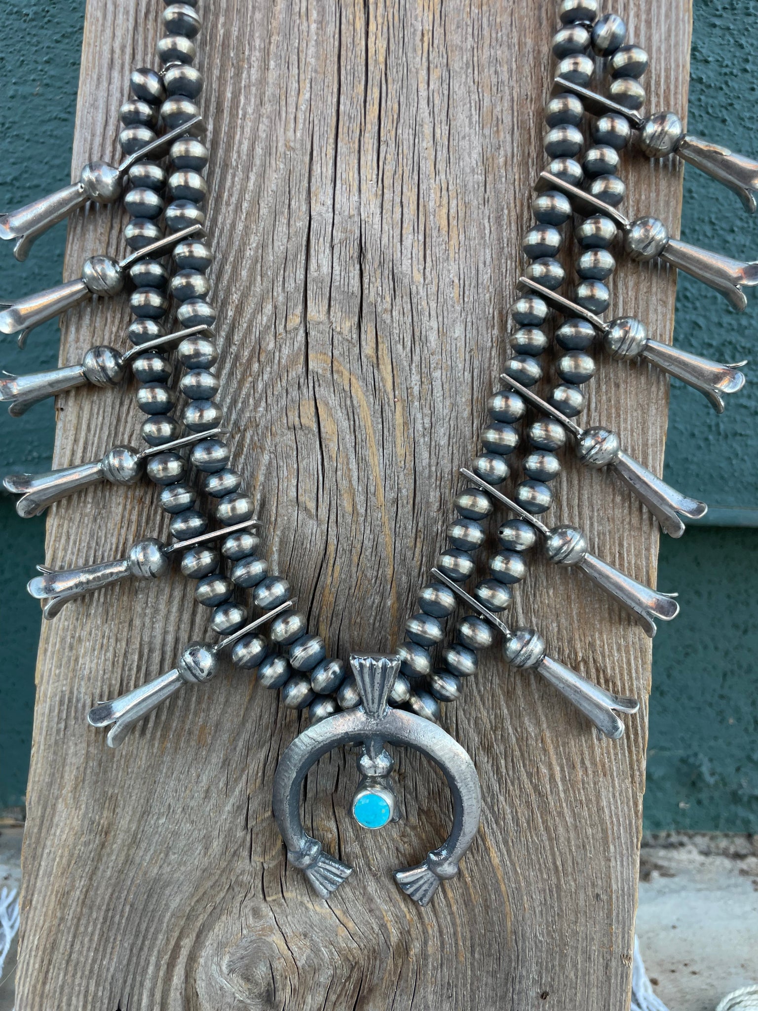 FLASH SALE Vintage Navajo Sterling Silver and Twenty-stone Shadow Box Turquoise  Squash Blossom Necklace - Etsy