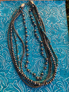 Navajo Turquoise & Sterling Silver 5 strand Beaded Necklace