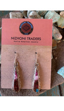 Load image into Gallery viewer, Navajo Pink Dream Mojave &amp; Sterling Silver Jagged Edge Dangle Earrings Wire