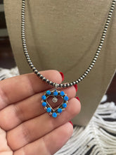 Load image into Gallery viewer, Zuni Sterling Silver &amp; Blue Fire Opal Heart Pendant