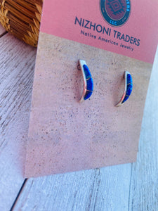 Navajo Blue Opal & Sterling Silver Inlay Earrings