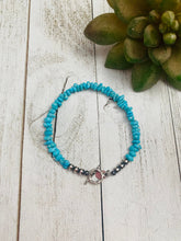 Load image into Gallery viewer, Navajo Turquoise &amp; Sterling Silver Beaded Bracelet