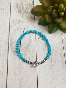 Navajo Turquoise & Sterling Silver Beaded Bracelet