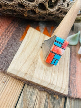 Load image into Gallery viewer, Old Pawn Vintage Navajo Sterling Silver, Turquoise &amp; Spiny Inlay Ring Size 11