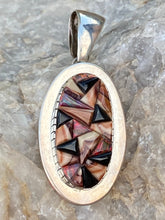 Load image into Gallery viewer, Navajo Onyx, Purple Spiny, Coral &amp; Sterling Silver Pendant