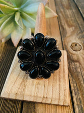 Load image into Gallery viewer, Navajo Sterling Silver &amp; Black Onyx Cluster Ring
