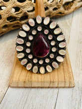 Load image into Gallery viewer, Navajo Sterling Silver, Mother of Pearl &amp; Purple Spiny Cluster Adjustable Ring