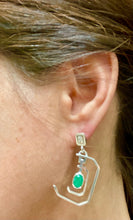 Load image into Gallery viewer, Colombian Emerald Earrings in Sterling Silver dangles 1ct