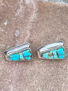 Turquoise 8 & Sterling Silver Petite Stud Earrings
