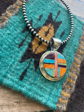 Load image into Gallery viewer, Navajo Multi Stone Inlay &amp; Sterling Silver Circle Pendant