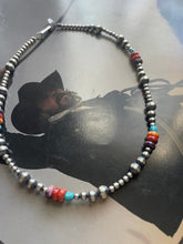 Load image into Gallery viewer, Navajo Sterling Silver &amp; Multi Stone Beaded Necklace 14”