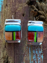 Load image into Gallery viewer, Turquoise Red Spiny Stud inlay Earrings