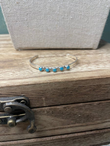 Navajo Sterling Silver & 5 Stone Turquoise Baby Cuff Bracelet