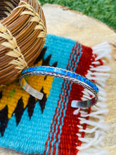 Load image into Gallery viewer, Navajo Sterling Silver &amp; Blue Opal Inlay Cuff Bracelet