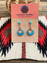Load image into Gallery viewer, Zuni Sterling Silver &amp; Turquoise Inlay Dangle Earrings