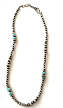 Load image into Gallery viewer, Handmade Sterling Silver &amp; Turquoise Beaded Necklace 16-18”