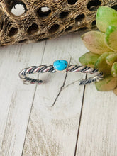 Load image into Gallery viewer, Navajo Twisted Sterling Silver &amp; Kingman Turquoise Cuff Bracelet