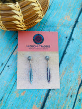 Load image into Gallery viewer, Navajo Sterling Silver Concho Feather Dangle Earrings