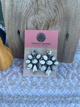 Load image into Gallery viewer, Navajo White Buffalo Cluster Earrings By Sheila Becenti
