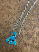 Load image into Gallery viewer, Handmade Sterling Silver &amp; Turquoise Cluster Necklace Signed Nizhoni