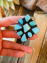 Load image into Gallery viewer, Navajo Kingman Turquoise &amp; Sterling Silver Cluster Ring Size 9