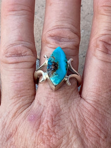 Navajo Kingman Turquoise Sterling Ring 8